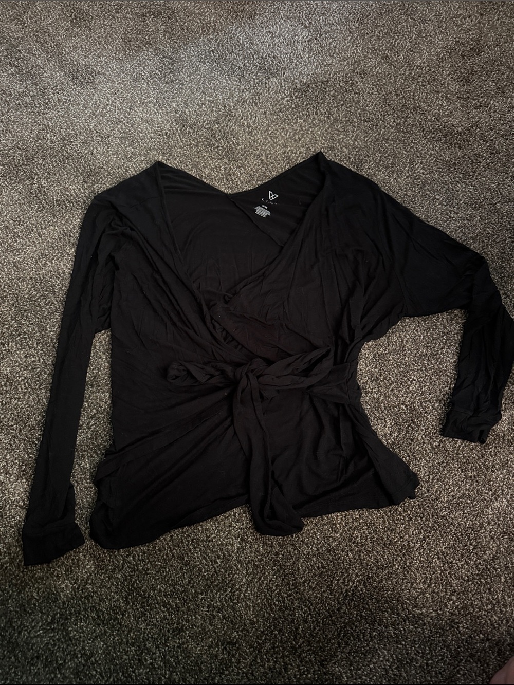 NWOT Black Draped Tie-Front Women's Top